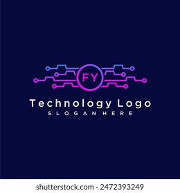 FY initial monogram for technology logo with circle style design