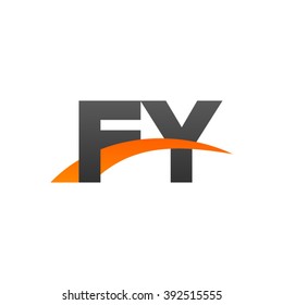 FY initial overlapping swoosh letter logo black orange