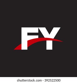 FY initial overlapping swoosh letter logo white red black background
