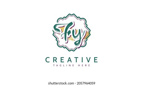 Fy Initials, handwriting logo vector
