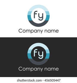 FY letter circle shape icon logo white blue