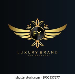 FY Letter Initial with Royal Template.elegant with crown logo vector, Creative Lettering Logo Vector Illustration.