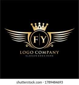 FY Letter Initial with Royal Wing Logo Template.