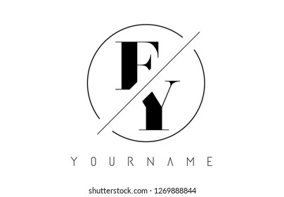 FY Letter Logo with Cutted and Intersected Design and Round Frame Vector Illustration