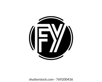 FY letter logo round black