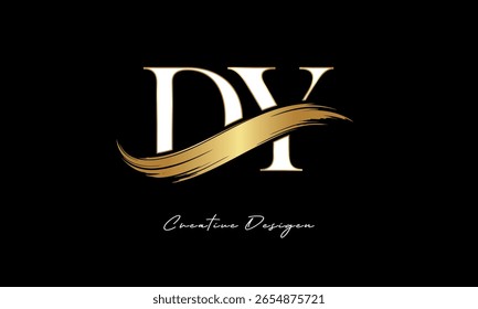 FY-Buchstabe Monogramm-Logo - Elegante Gold Pinsel Strich Buchstaben-Zeichen für Luxus-Branding, Mode, Boutique Premium Identity Design
