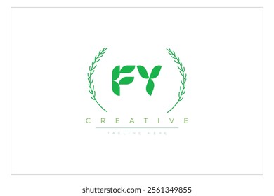 FY letters eco logo with leaf. Fresh nature and healthy leaf logo design.