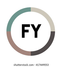 FY letters, four colors in abstract background logo, design identity in circle, alphabet letter