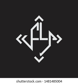 FY Logo Abstrac letter Monogram with Arrow in every side isolated on black background