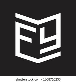 FY Logo Emblem Monogram With Shield Style Design Template Isolated On Black Background
