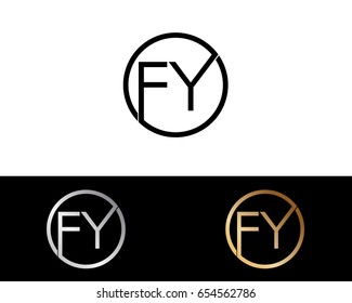 Fy Logo. Letter Design Vector with Red and Black Gold Silver Colors
