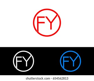 Fy Logo. Letter Design Vector with Red and Black Gold Silver Colors
