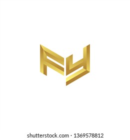 FY Logo letter initial 3d designs templete with gold colors