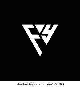 FY Logo letter monogram with triangle shape design template isolated on black background