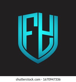 FY Logo monogram with emblem shield design isolated with blue colors on black background