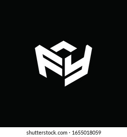 FY logo monogram with emblem style ribbon design template