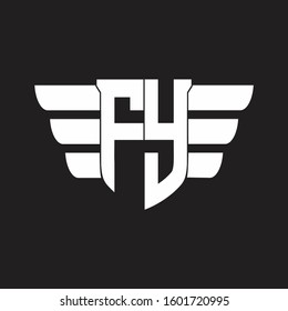 FY Logo monogram with emblem and wings element design template