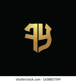 FY logo monogram with gold colors and shield shape design template