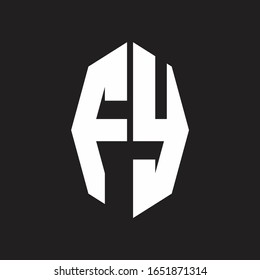 FY Logo monogram with octagonal ribbon style design template
