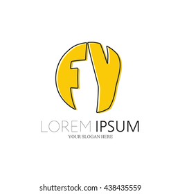 FY Logo. Vector Graphic Sphere Branding Letter Element. White Background