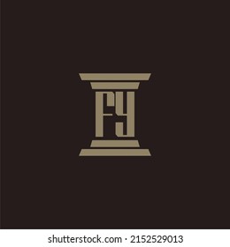 Logotipo inicial del monograma FY para la firma de abogados con diseño de hitos