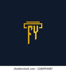 FY monogram initial logo for lawfirm with pillar design