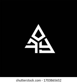 Logotipo de monograma FY con forma de 3 piezas aisladas en la plantilla de diseño triangular