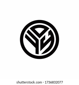 FY monogram logo with circle outline design template isolated on white background