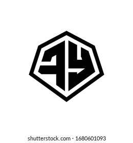 FY monogram logo with hexagon shape and line rounded style design template isolated on white background