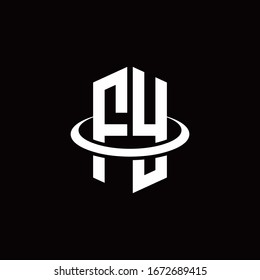 FY monogram logo in a hexagon style and surrounded by a ring