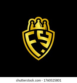 Logo de monograma FY con plantilla de diseño de estilo escudo y corona aislado en fondo negro