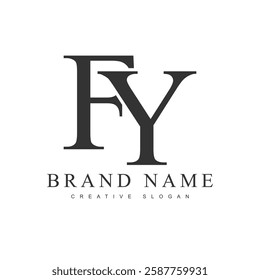 FY trendy logotype template. Initial letter f and y classic font style. Creative logo for company name or identity. Vector illustration.