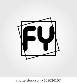 fy uppercase initials square frame business logo
