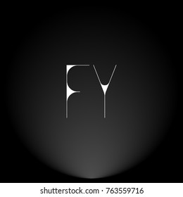 FY White thin minimalist LOGO Design with Highlight on Black Background.