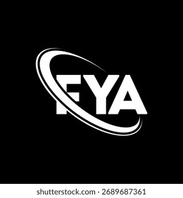 Logotipo da FYA. Carta da FYA. Design do logotipo da letra FYA. Logotipo inicial FYA vinculado ao logotipo de monograma em círculo e maiúsculo. FYA-tipografia para tecnologia, negócios e marca imobiliária.