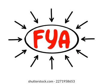 FYA For Your Action - indicates to the recipient that the message requires some action on their part, acronym text concept with arrows