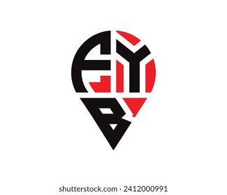 diseño de logotipo de la forma de ubicación de letras FYB