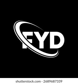 Logo de FYD. Carta de FYD. Diseño del logotipo de la carta FYD. Logotipo de FYD inicial vinculado con el círculo y el logotipo del monograma en mayúsculas. Tipografía FYD para tecnología, negocio y marca inmobiliaria.