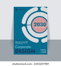 Fyer Design For Corporate Business Flyer poster. Vector template in A4 size. With a circle shape and blue color