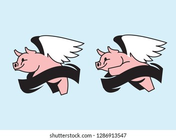 Fying pig art vector