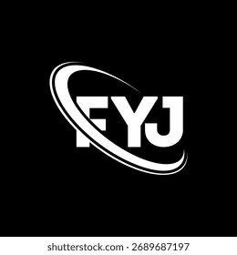 FYJ logo. FYJ letter. FYJ letter logo design. Initials FYJ logo linked with circle and uppercase monogram logo. FYJ-typography for technology, business and real estate brand.