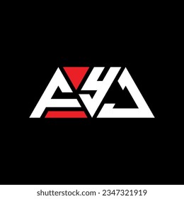 FYJ triangle letter logo design with triangle shape. FYJ triangle logo design monogram. FYJ triangle vector logo template with red color. FYJ triangular logo Simple, Elegant, and Luxurious design.