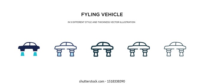 fyling vehicle icon in different style and thickness vector illustration. Two colored and black fyling vehicle vector icons in filled, outline, line, stroke style can be used for web, mobile, UI