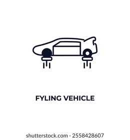 fyling vehicle outline icon. Linear vector from ai and tech concept. Thin line fyling vehicle icon isolated on white background