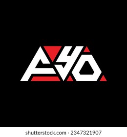 FYO triangle letter logo design with triangle shape. FYO triangle logo design monogram. FYO triangle vector logo template with red color. FYO triangular logo Simple, Elegant, and Luxurious design.