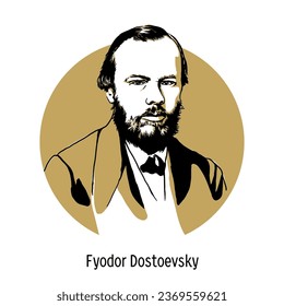 Fyodor Dostoevsky - Russian writer, thinker, philosopher and publicist. Hand drawn vector illustration.