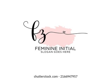 FZ beauty monogram and elegant logo design handwriting logo of initial signature, wedding, fashion, floral and botanical with creative template.
