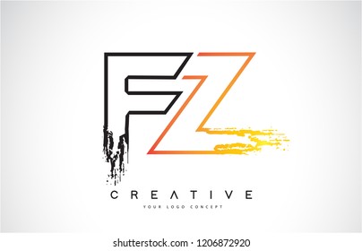 FZ Creative Modern Logo Design Vetor with Orange and Black Colors. Monogram Stroke Letter Design.