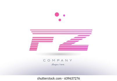 fz f z  alphabet letter logo pink purple stripes lines creative text dots company vector icon design template