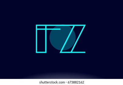fz f z  blue line circle letter logo alphabet creative company vector icon design template
